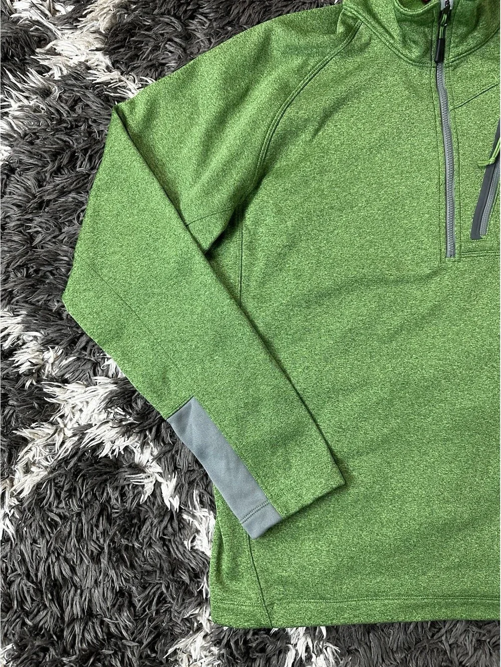 The North Face Mens L Green Heathered 1/4 Zip Fleece Pullover Sweater